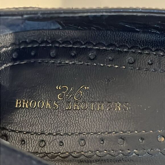Brooks Brothers Navy Blue Pebbled Leather Kitten Heel Shoes Size 9 - Picture 10 of 12